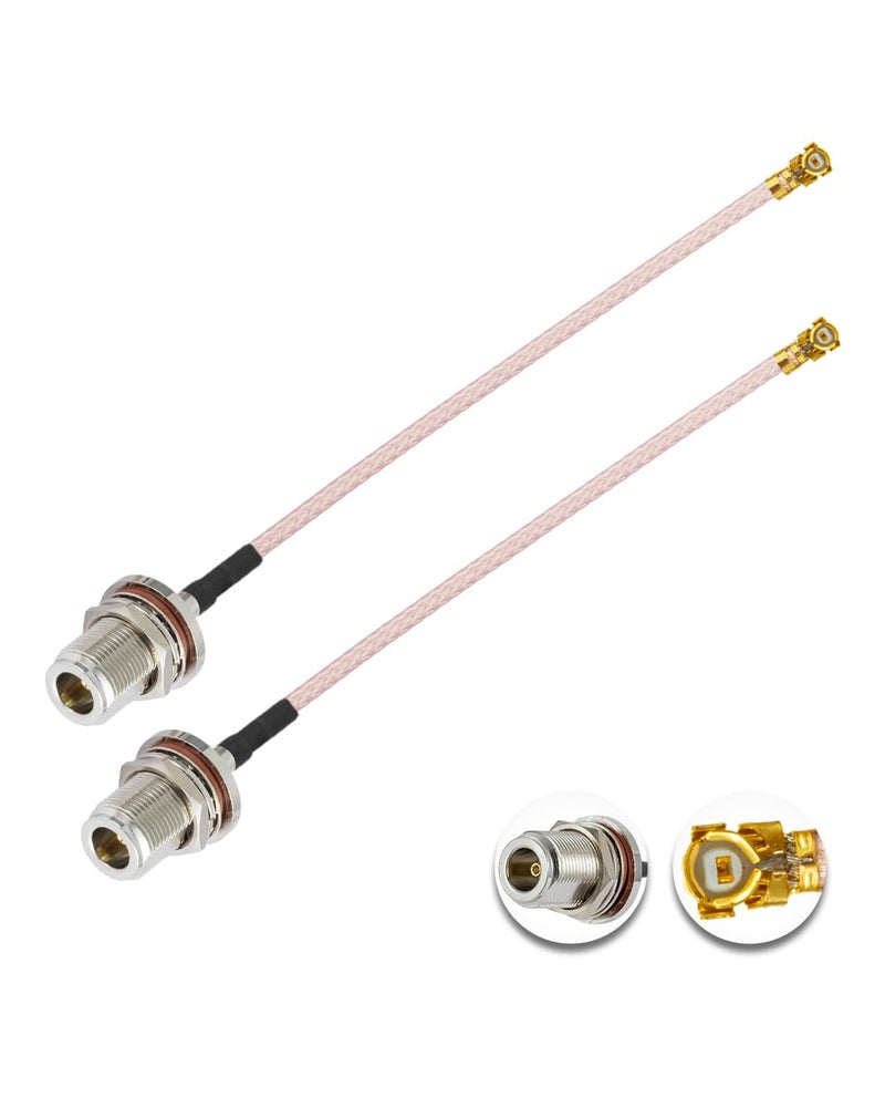 POBADY 2PCS U.F.L1 to N Type Female Low Loss Coaxial Cable 4" /10CM U.F.L1 RG178 Coaxial Pigtail Cable for Wireless Routers Mini PCIE Network Cards PCI Wi-Fi WAN Repeater - Image 1